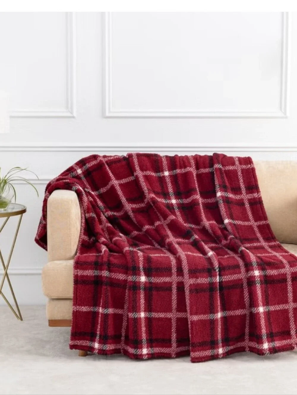 Berkshire Retro Red Plaid Ultra Plush Throw New